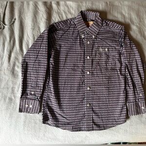 Wrangler Purple and Blue Button Down Shirt with Checkered Pattern